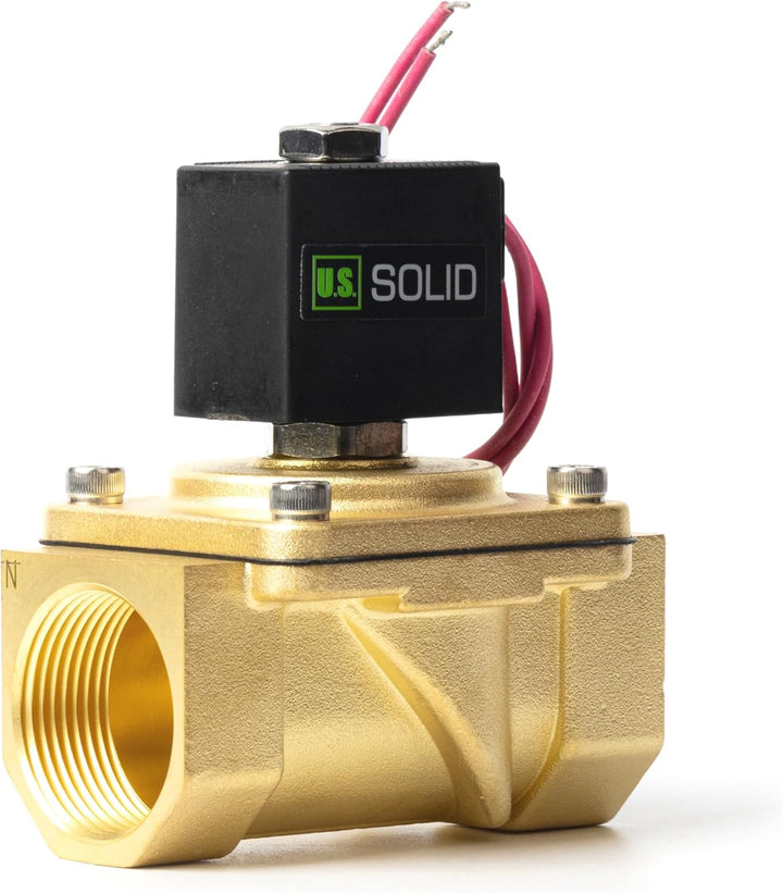 U.S. Solid 1-1/4" Magnetventil - Messing AC 230V mit Viton-Dichtung, stromlos geschlossen, Bleidraht