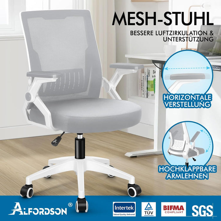 ALFORDSON Mesh Bürostuhl Chefsessel Netzstoff Ergonomie Drehstuhl, verstellbare Armlehnen,Schreibtis