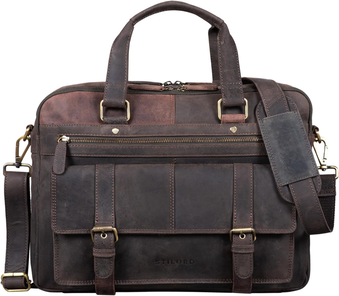 STILORD 'Alvaro' Vintage Businesstasche Echtes Leder Laptoptasche 15,6 Zoll Aktentasche Grosse Umhän