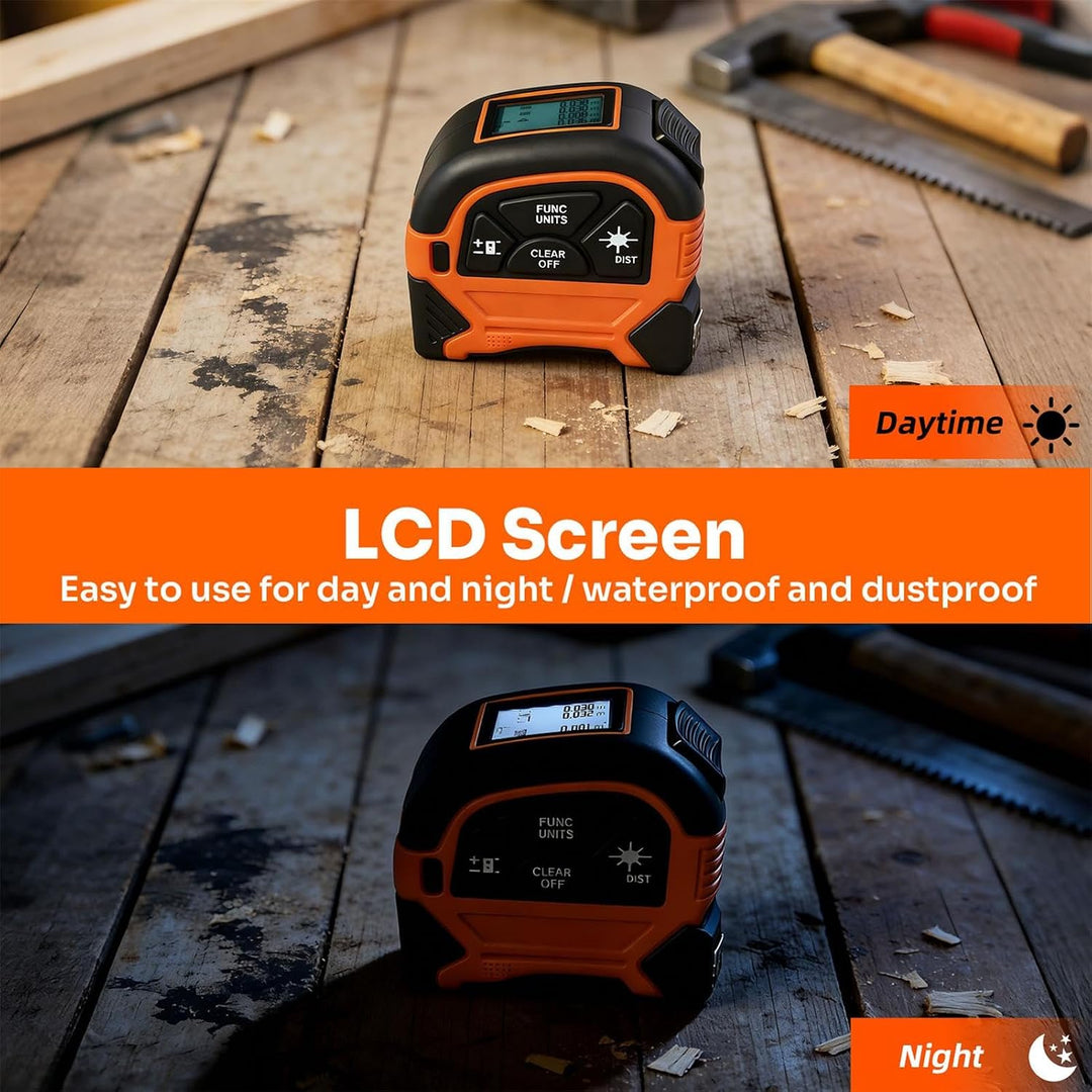 2 in 1 Laser Massband - ansigtny Laser Entfernungsmesser 60 m &amp; 5 m Massband mit LCD-Display Unterst