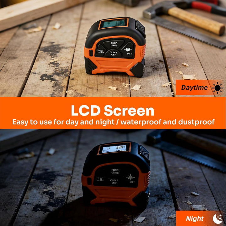2 in 1 Laser Massband - ansigtny Laser Entfernungsmesser 60 m &amp; 5 m Massband mit LCD-Display Unterst
