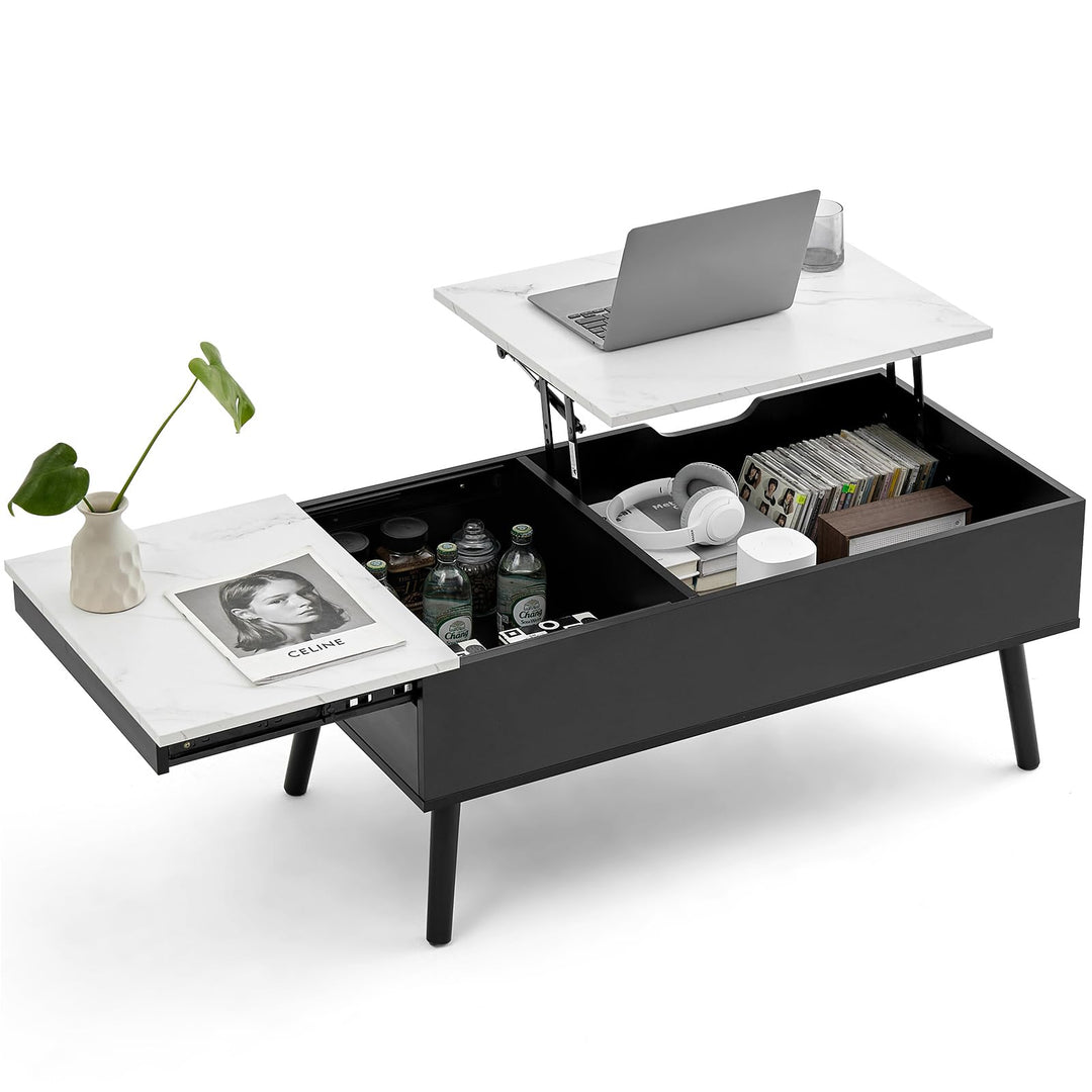 JanflyHome Höhenverstellbarer Couchtisch, Couchtisch, Hubplatte Couchtisch, Couchtisch mit Schiebepl