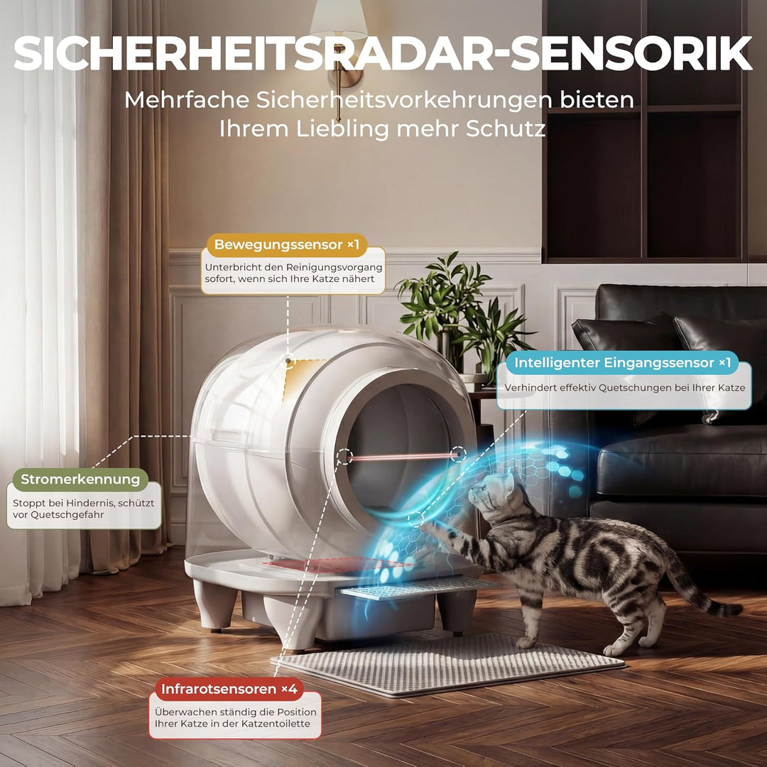 TRIUMPHKEY selbstreinigende Katzentoilette, automatisches Katzenklo mit mehrfachem Schutz, APP-Fernü