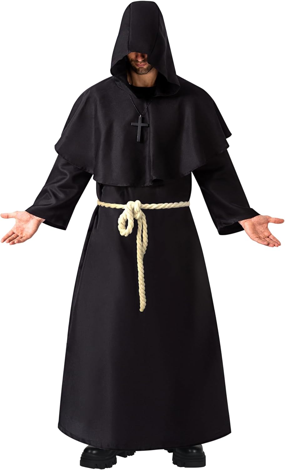 Spooktacular Creations Robe Mönch Kostüm mit Kapuze für Erwachsene Halloween Kostüm Priester Kostüm
