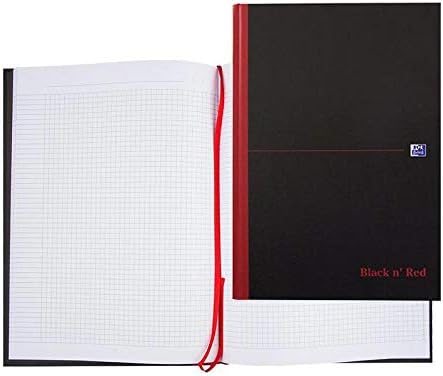 Oxford 400047607 gebundenes Buch Black n Red 5er Pack A4 kariert mit Hardcover und Lesezeichenband 9