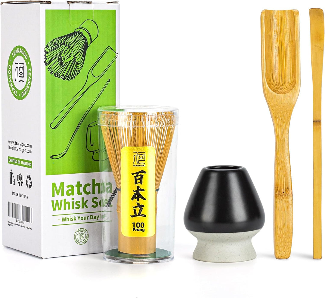 TEANAGOO Matcha Set| MatchaBesen| matcha zubehör,Matcha Schneebesen (Chasen), Bambusschaufel (Chasha