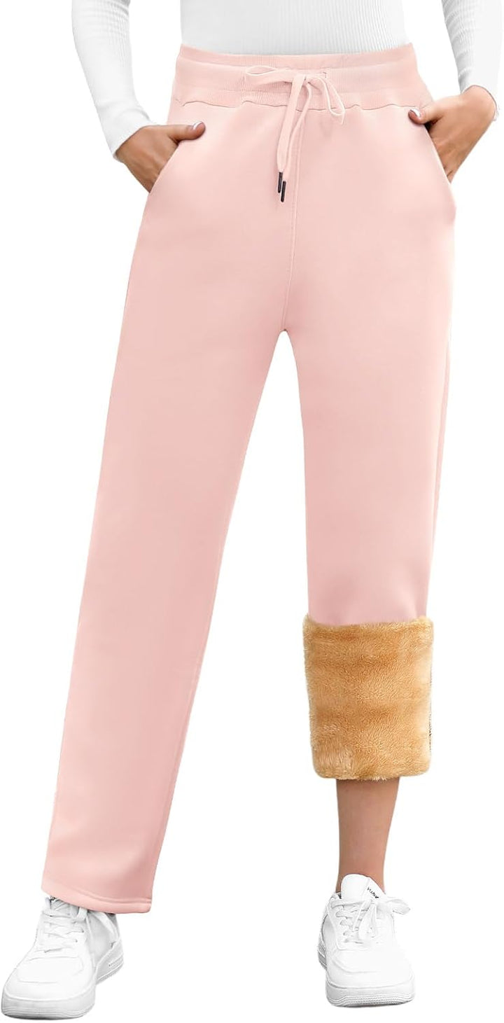 Svanco Damen Warme Jogginghose Thermo Fleece Gefütterte Winter Hosen Lamm Plüsch Kordelzug Sweathose