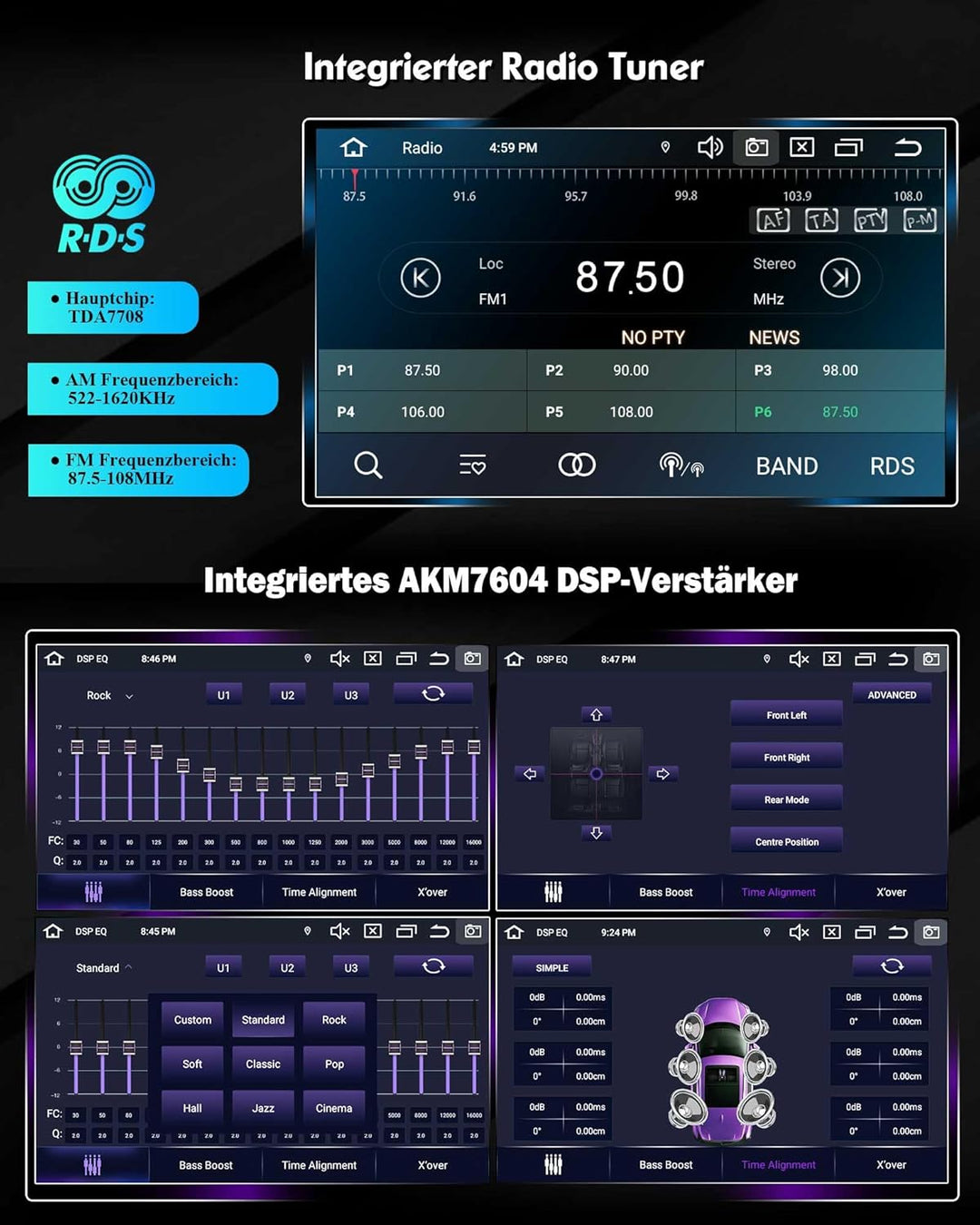 Erisin 7 Zoll 8-Kern 4GB+64GB Android 12 Autoradio Bluetooth mit GPS Navigation Für Audi A4 S4 RS4 R