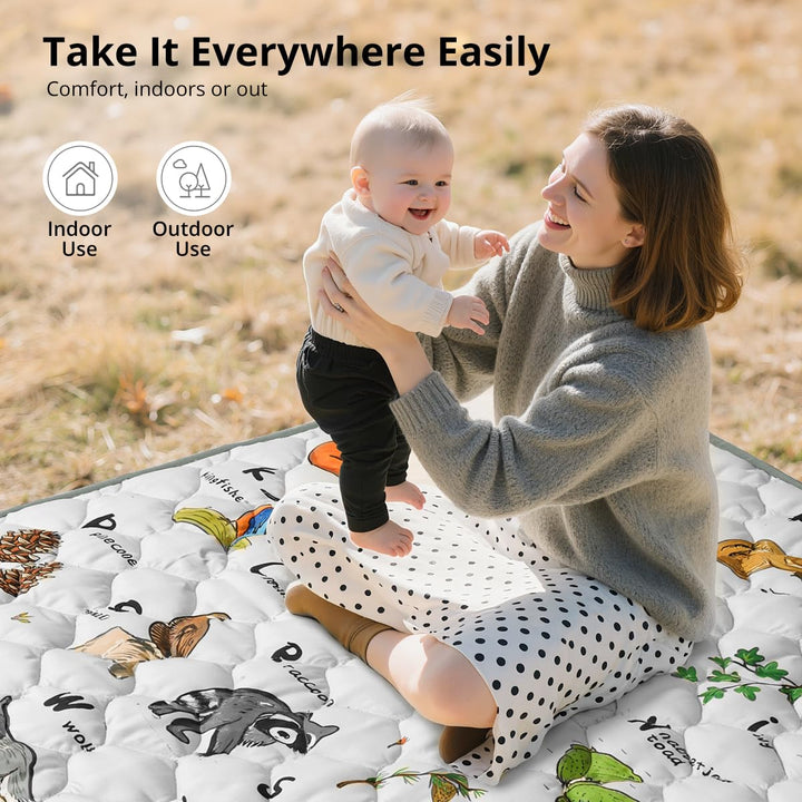 COMOMY Krabbelmatte Baby 127x127 cm, Extra Dicke und Weiche Spielmatte Faltbar, Rutschfeste Schadsto