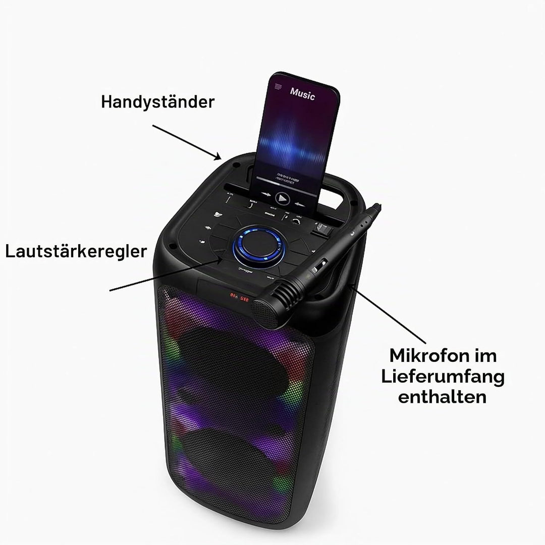 INTEMPO EE7515BLKSTKEU7 Bluetooth Karaoke Lautsprecher - Party-Stereolautsprecher mit Kabelmikrofon,