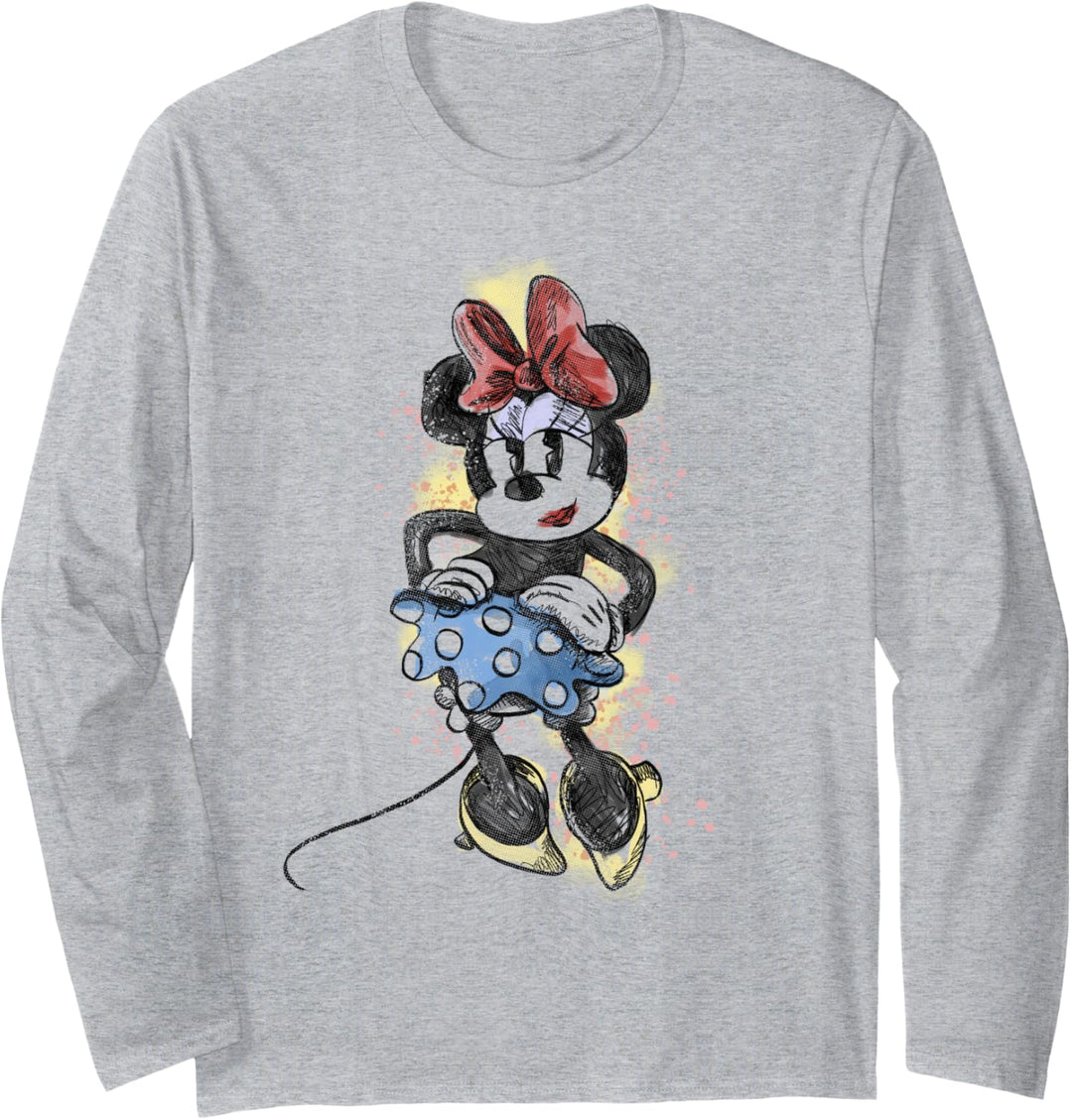 Disney Mickey And Friends Minnie Artsy Sketch Portrait Langarmshirt