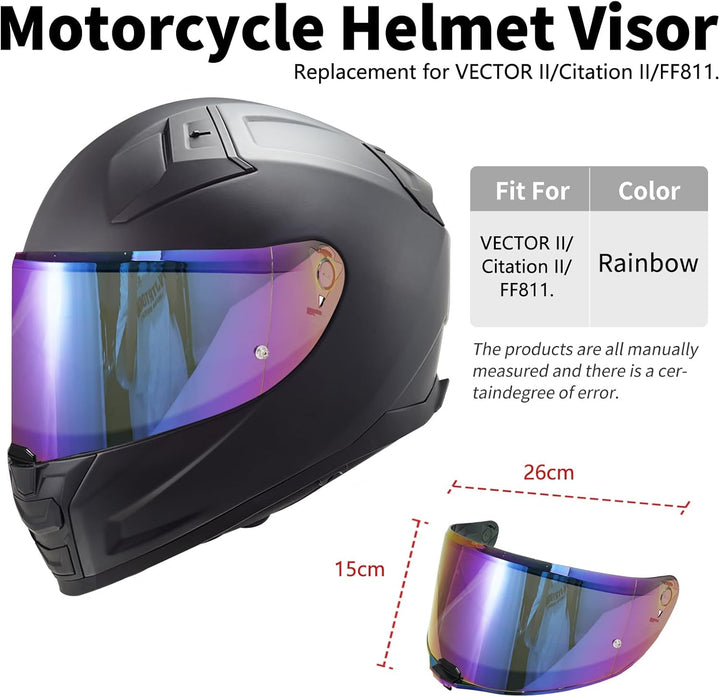 VCOROS Motorradhelm Visier,Motorrad Windschutz Helm Objektiv Visier,Helmvisier für FF811/VECTOR II/C