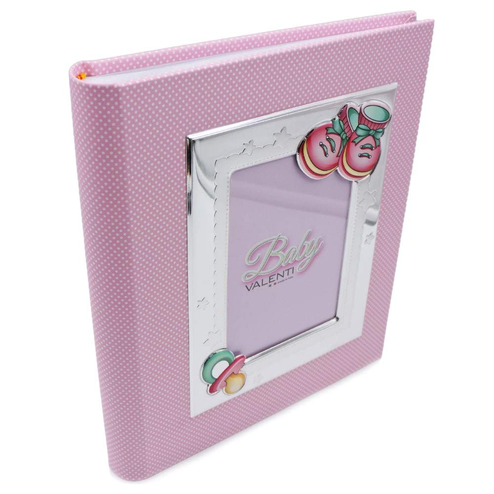 Valenti Argenti Rosa Fotoalbum aus Kunstleder mit Dekoration Schuhe und Schnuller Pink, Pink