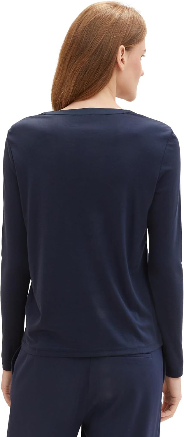 TOM TAILOR Damen Longsleeve T-Shirt L 10668 - Sky Captain Blue, L 10668 - Sky Captain Blue