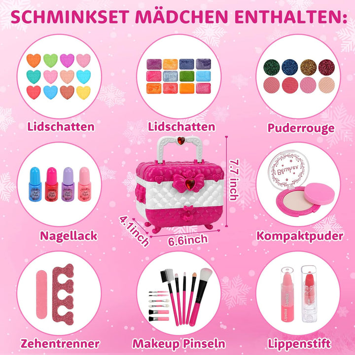 Kinderschminke Makeup Set Schminkkoffer Mädchen - Waschbar Schminke Kinder Make Up Set Mädchen Spiel