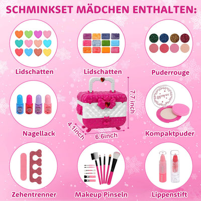 Kinderschminke Makeup Set Schminkkoffer Mädchen - Waschbar Schminke Kinder Make Up Set Mädchen Spiel