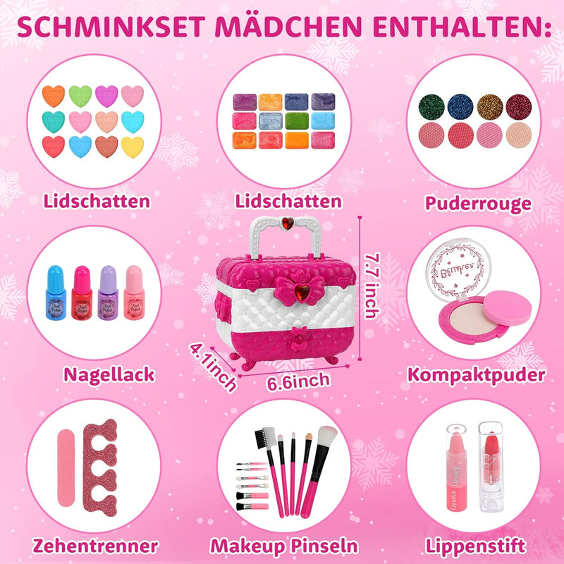 Kinderschminke Makeup Set Schminkkoffer Mädchen - Waschbar Schminke Kinder Make Up Set Mädchen Spiel