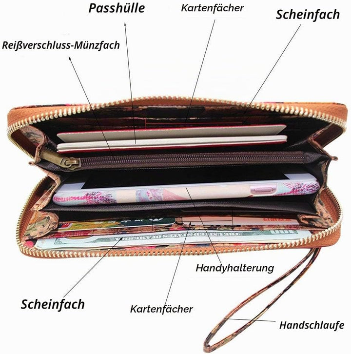 boshiho Damen Geldbörse aus Kork Vegan Nachhaltig Grosse Portemonnaie RFID-Schutz Lange Frauen Geldb