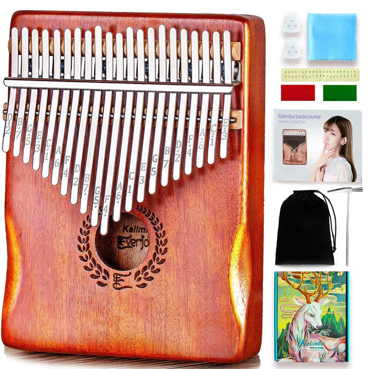 Everjoys Kalimba Daumenklavier 21 Tasten Professionelles Musikinstrument Finger Marimbas mit tragbar
