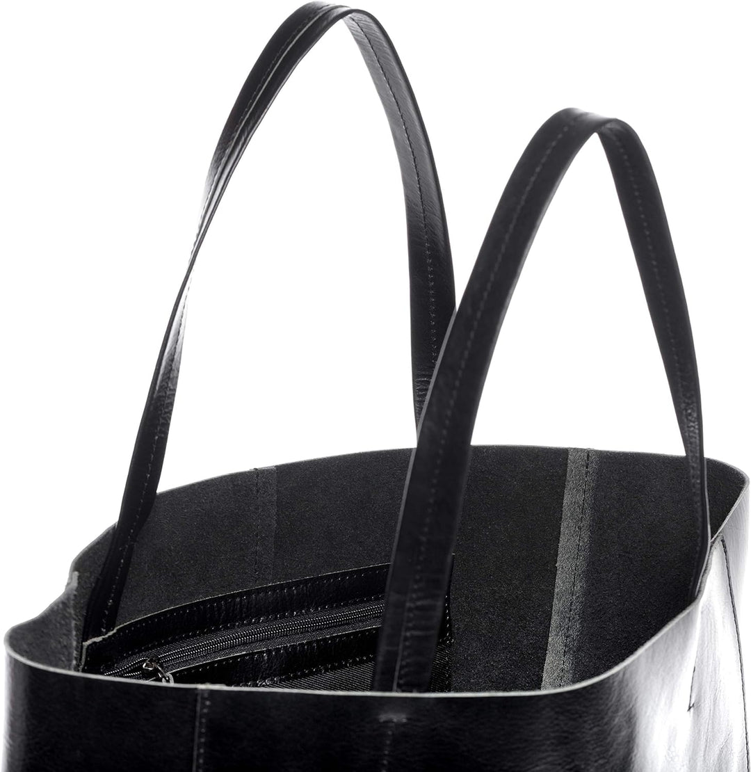 FEYNSINN BERLIN Handtasche mit langen Henkeln AURI aus Anilin-Leder I Henkeltasche XL gross für Dame