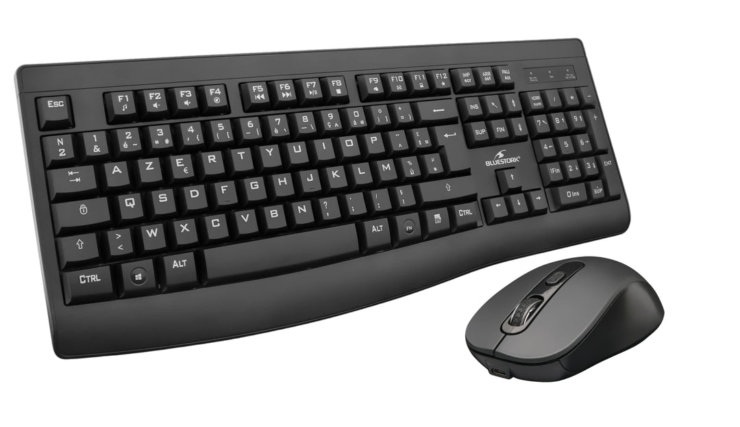 BlueStork - Kabellose Tastatur, wiederaufladbar, kabellose Tastatur mit 12 Tasten, Multimedia, ergon