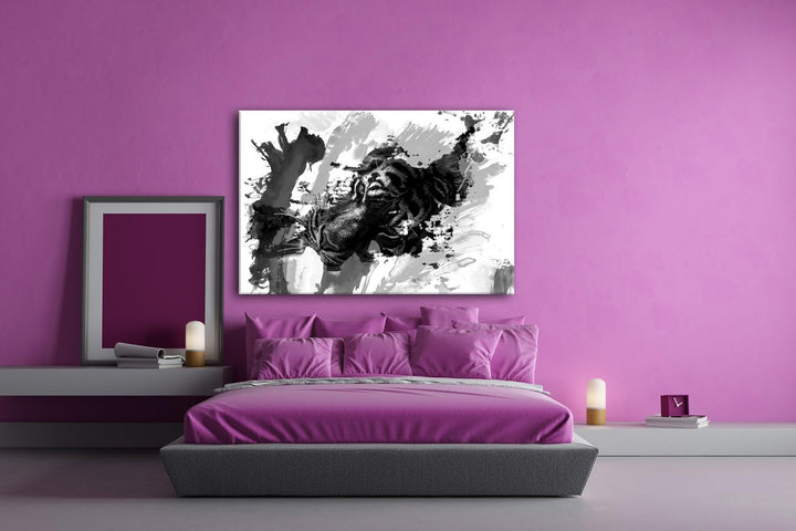 deyoli Illustration Aquarell Tiger Format: 80x60 Effekt: Schwarz/Weiss als Leinwandbild, Motiv ferti