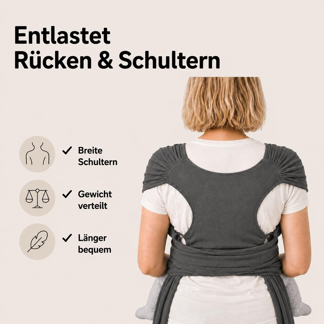 SKY & ZEN Baby Tragetuch Neugeborene ab Geburt – Elastisches Babytragetuch bis 15 kg – Vorgebunden o