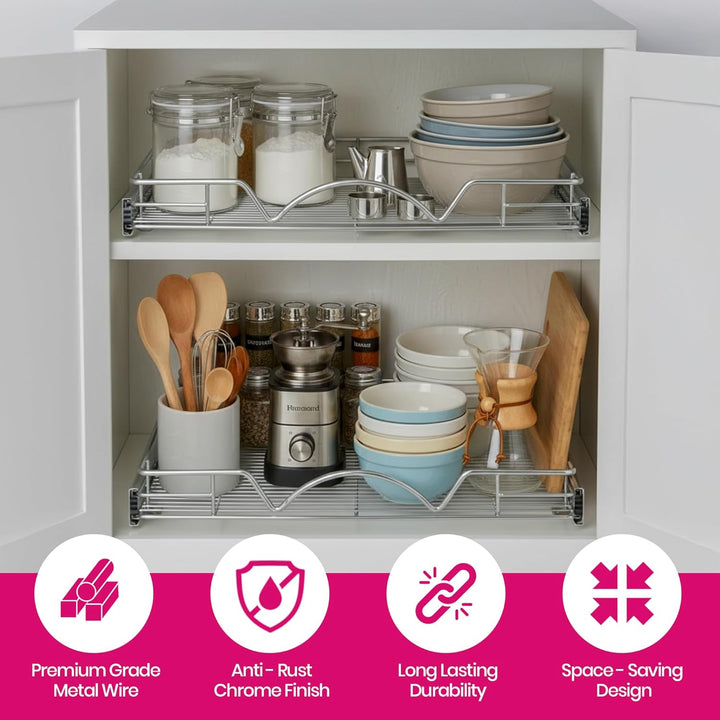 Hold n' Storage Schubladen-Organizer, ausziehbar, robust, ausziehbare Regale, 27,9 cm B x 53,3 cm T