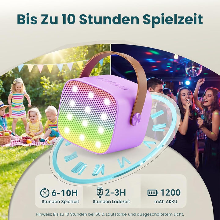 Wowstar Karaoke Maschine mit 2 Drahtlosen Mikrofonen, Tragbares Bluetooth Karaoke Maschine für Kinde