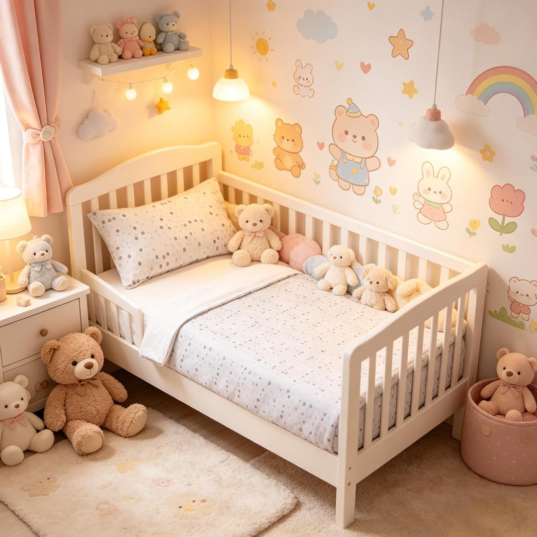 various Bettwäsche-Set für Babybett, 60 x 120 cm, 100 % Baumwolle, extra weich, inklusive Spannbettl