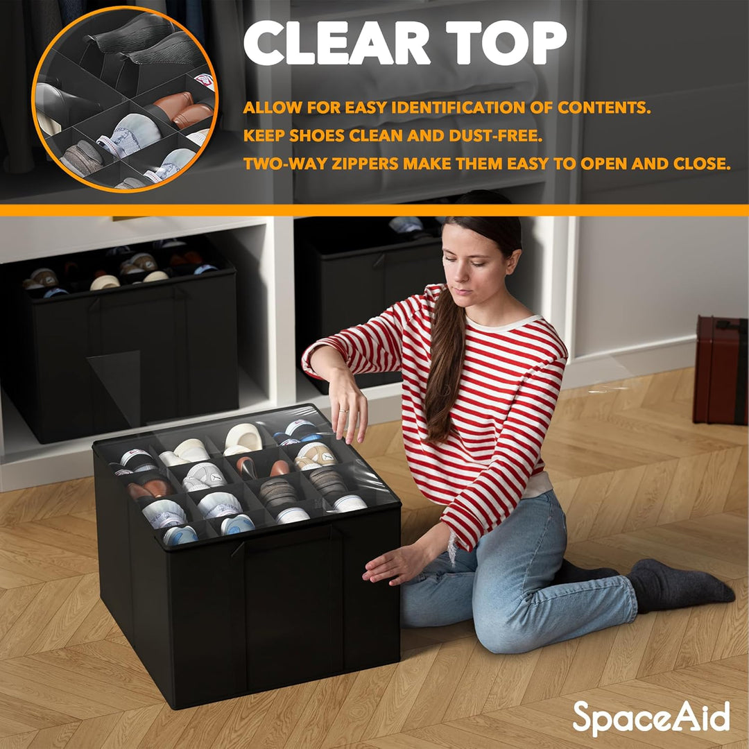 SpaceAid Schuh-Organizer für Schrank, 2 Stück, faltbare Schuhaufbewahrungsbehälter, Körbe, Boxen mit