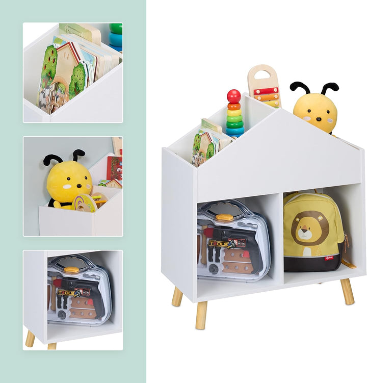 Relaxdays Kinderregal Haus, HxBxT: 64,5 x 60 x 30 cm, 6 Fächer, Aufbewahrungsregal Kinderzimmer, Hau