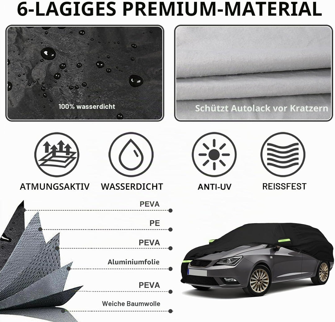 Autoabdeckung Wasserdicht Ersatz für SEAT Ibiza 2008-2023, Auto Abdeckplane Autogarage Autoplane Gan