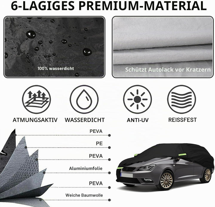 Autoabdeckung Passend für SEAT Ibiza 2008-2024, wasserdichte Vollgarage Autoplane mit Reissverschlus