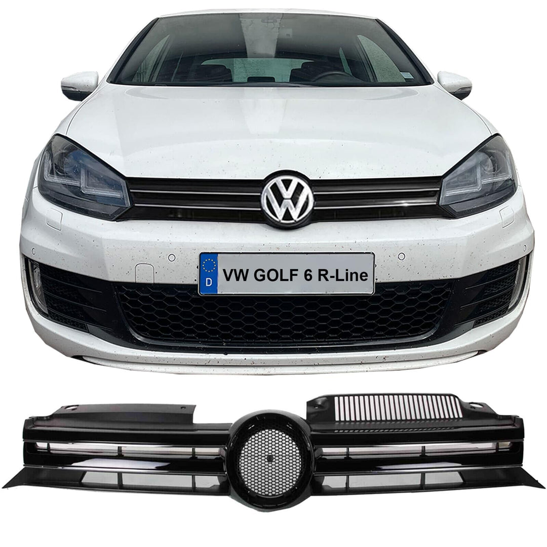 BandelOne enthält Sport Grill Kühlergrill Rippen Schwarz Glänzend Glanz für Golf 6 VI R-Line