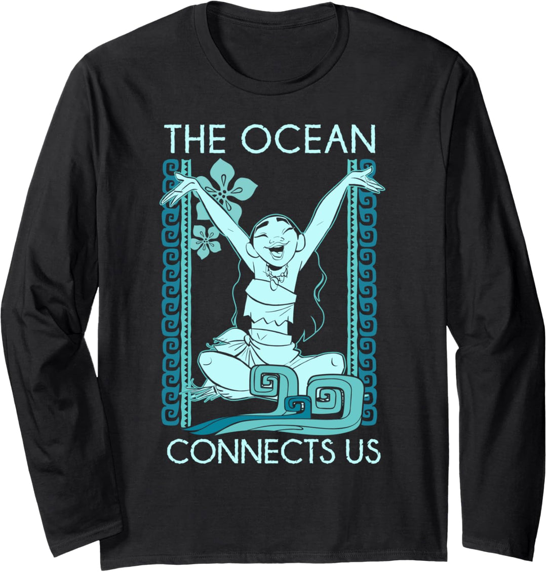 Disney Moana The Ocean Connects Us Poster Langarmshirt