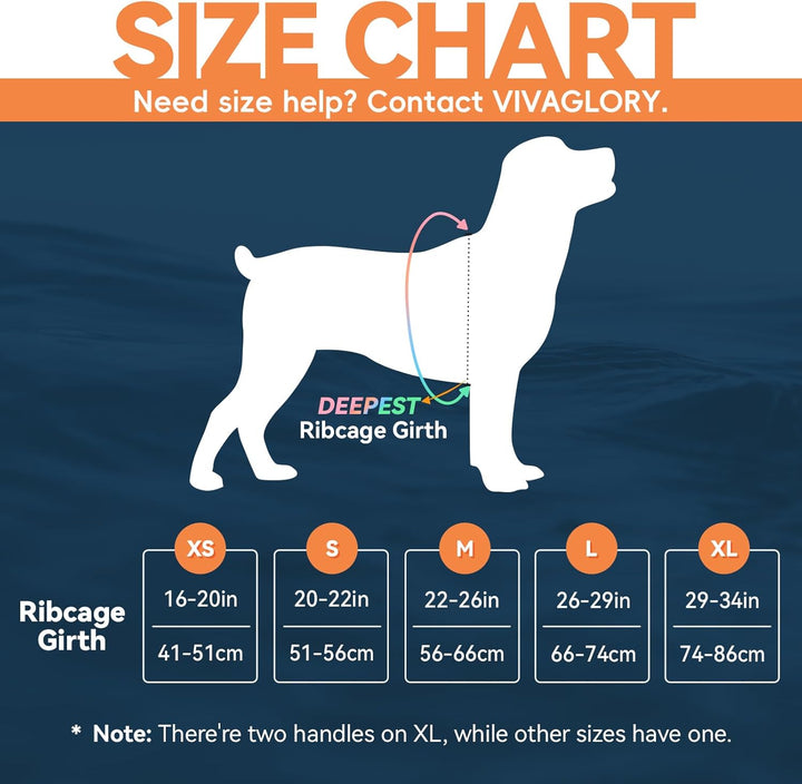 VIVAGLORY Neoprene Schwimmweste Hund, Rettungsweste Hund für Bootfahren, Schwimmweste, Schwimmhilfe