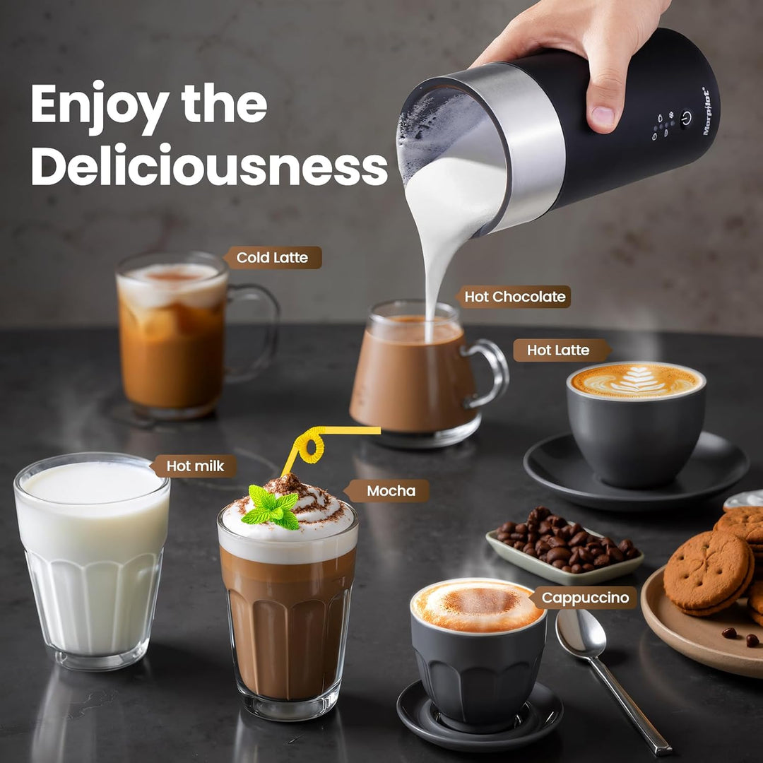 Morpilot Milchaufschäumer Elektrisch 4-in-1, 240ml, 400W für Heissen & Kalten Milchschaum, Edelstahl