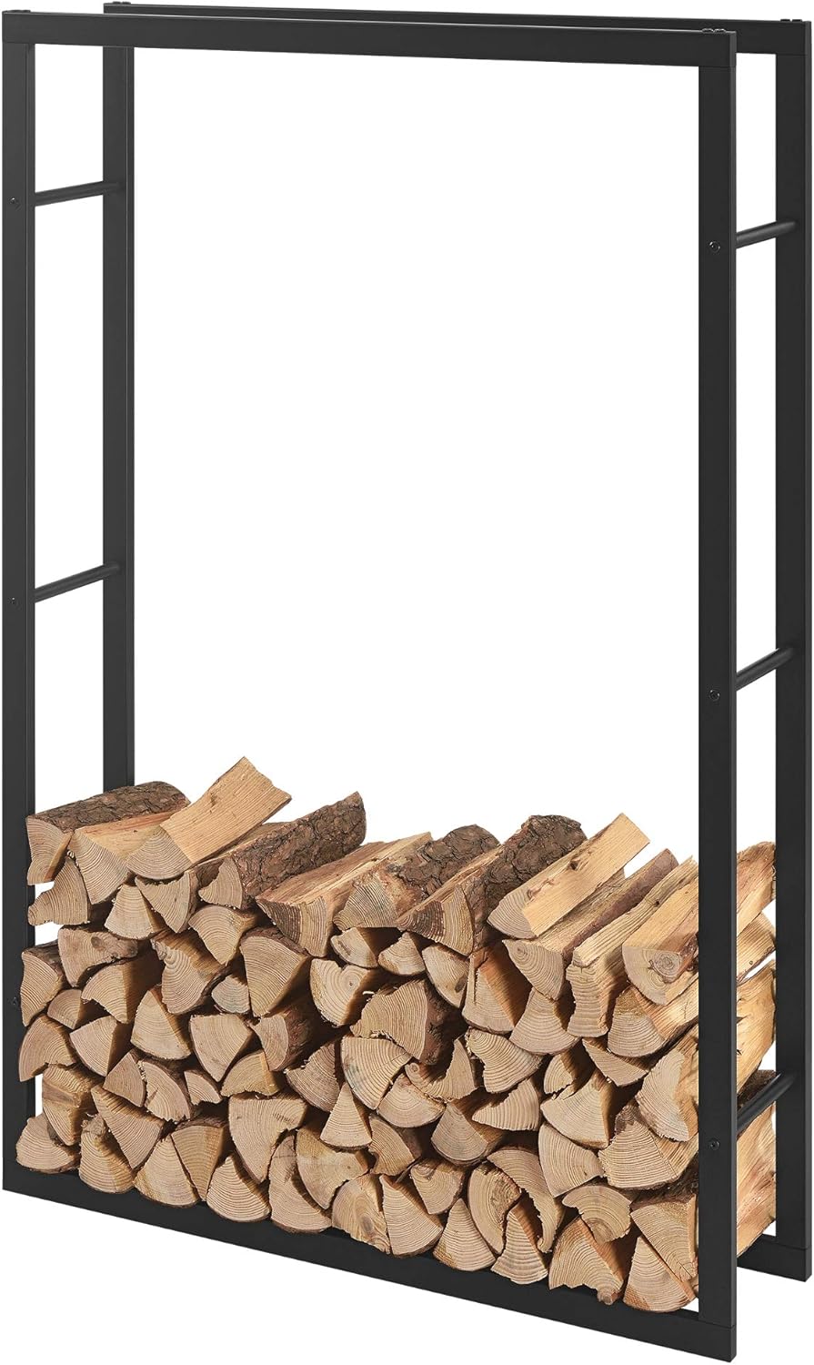 [en.casa] Kaminholzregal Täby Brennholzregal innen aussen Metall 100 x 25 x 150 cm Holzunterstand St