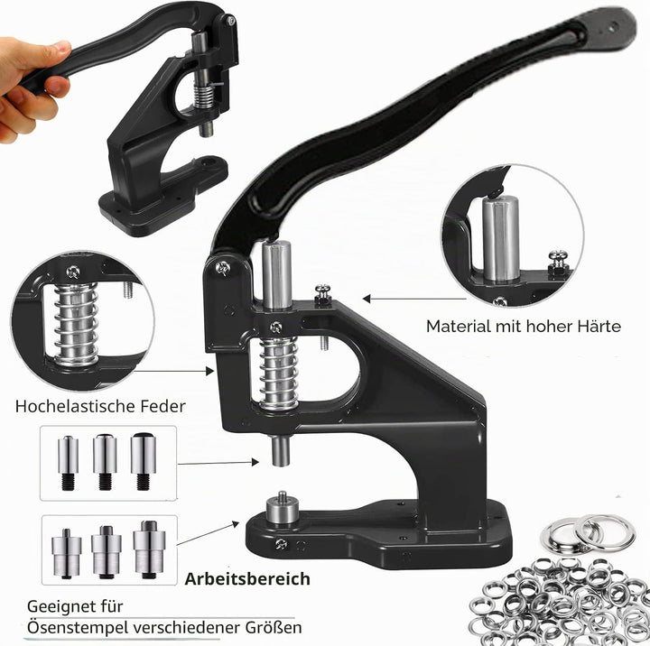 Ösenpresse 3000 Ösen Ösenstanze Nietenpresse, Profi Ösenzange Set, Ösenstanze Handpresse Set für Öse