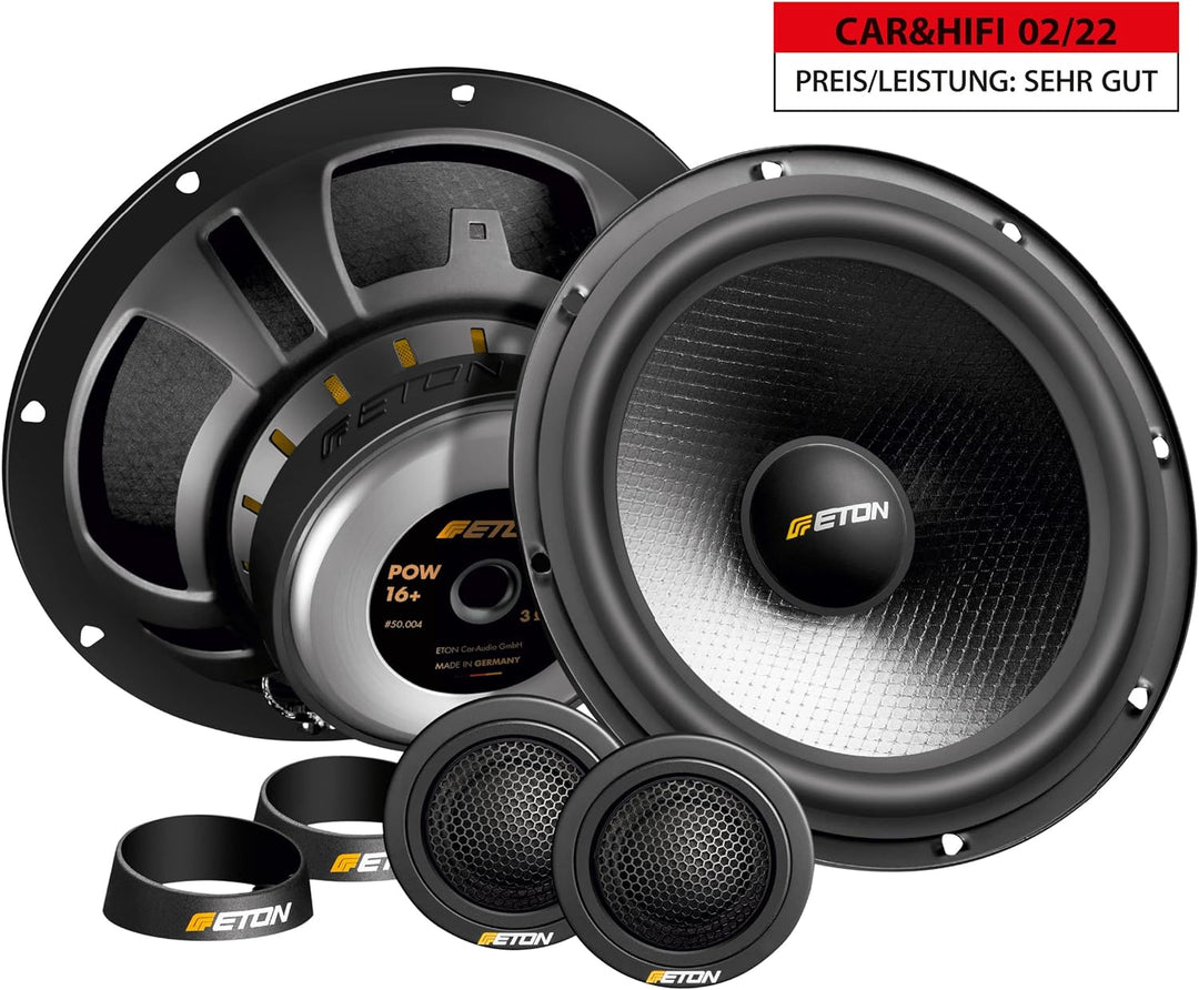 ETON POW 16+ – 16,5 cm / 6,5 Zoll 2-Wege Komponenten System, Auto Lautsprecher Made in Germany, 100