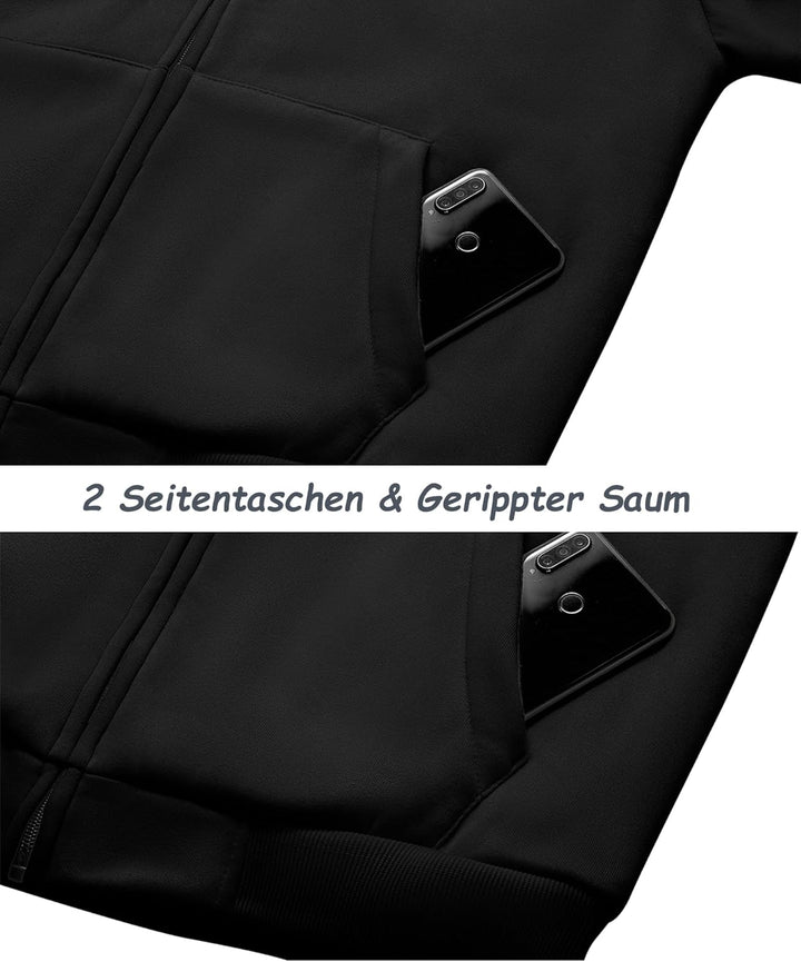 SwissWell Hoodies Herren Gefütterte Sweatjacke mit Kapuze Winter Jacke Reissverschluss Warmer Fleece