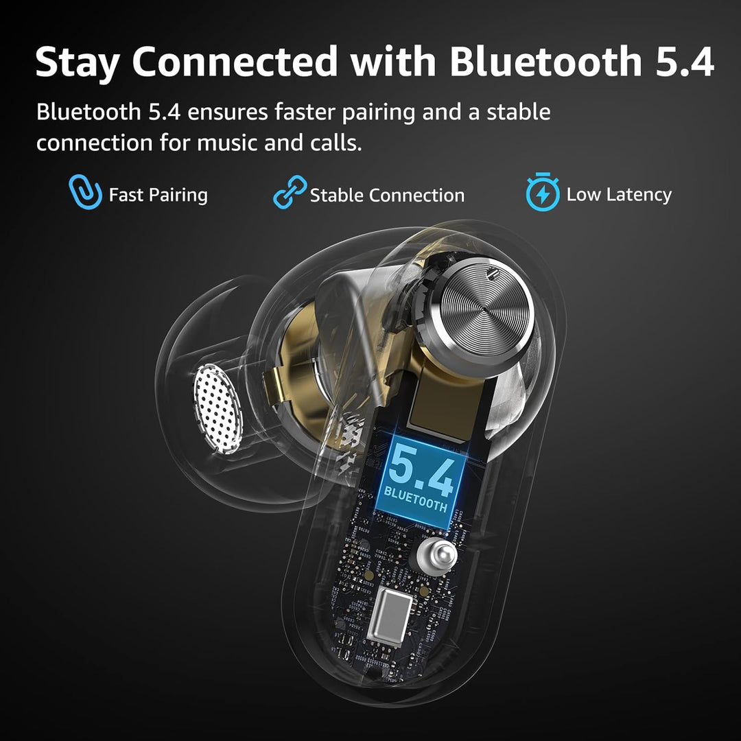 TOZO Crystal Pods Kabellose Bluetooth 5.4 In-Ear Kopfhörer, Hybrid Active Noise Cancelling, Dual-Mik