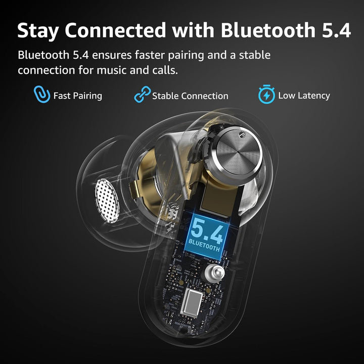 TOZO Crystal Pods Kabellose Bluetooth 5.4 In-Ear Kopfhörer, Hybrid Active Noise Cancelling, Dual-Mik