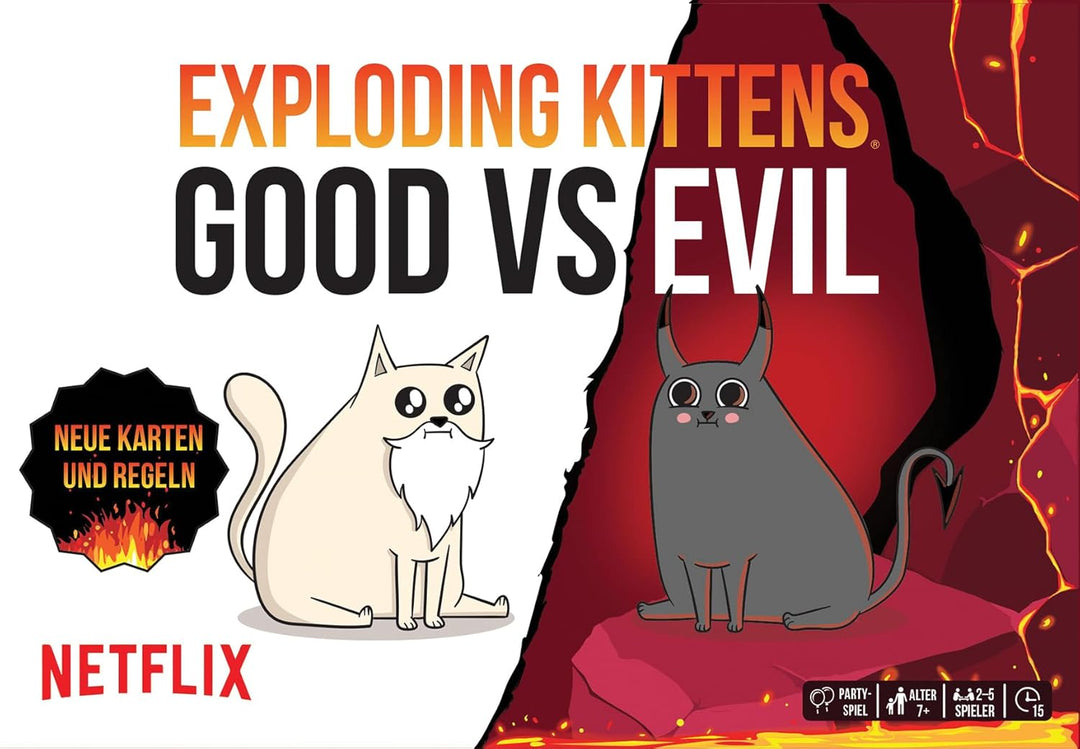 Exploding Kittens, Exploding Kittens – Good vs Evil, Partyspiel, Kartenspiel, 2-5 Spieler, Ab 7+ Jah