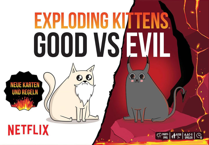 Exploding Kittens, Exploding Kittens – Good vs Evil, Partyspiel, Kartenspiel, 2-5 Spieler, Ab 7+ Jah