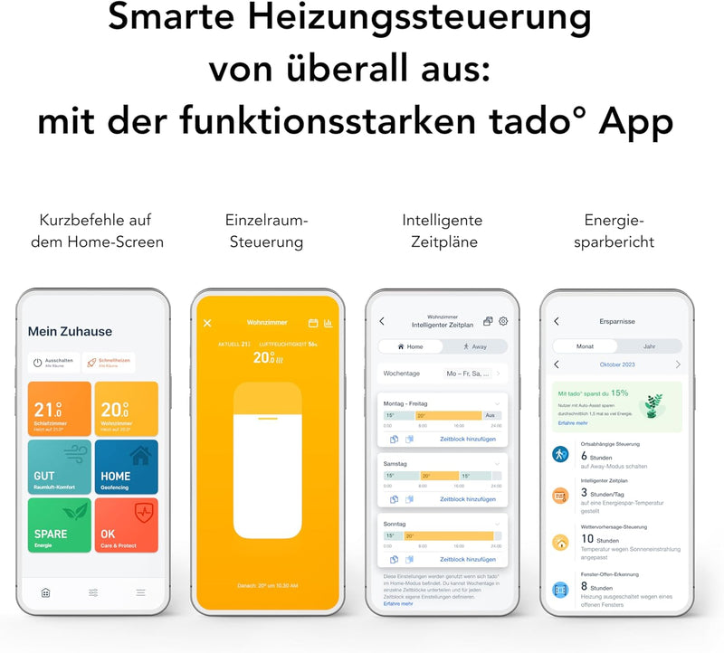 tado° Smartes Heizkörperthermostat X – Starter Kit mit Bridge X, Heizungssteuerung per App und Smart