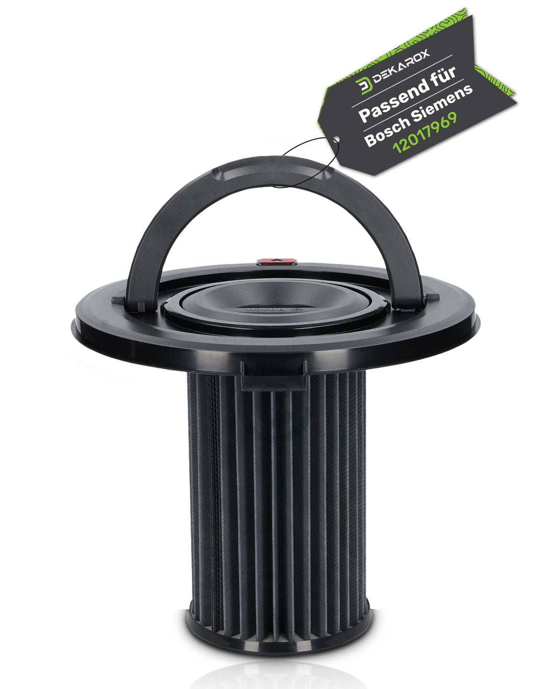 DEKAROX Lamellenfilter Filterzylinder mit Griff für Bosch 12017969 für Bodenstaubsauger Staubsauger