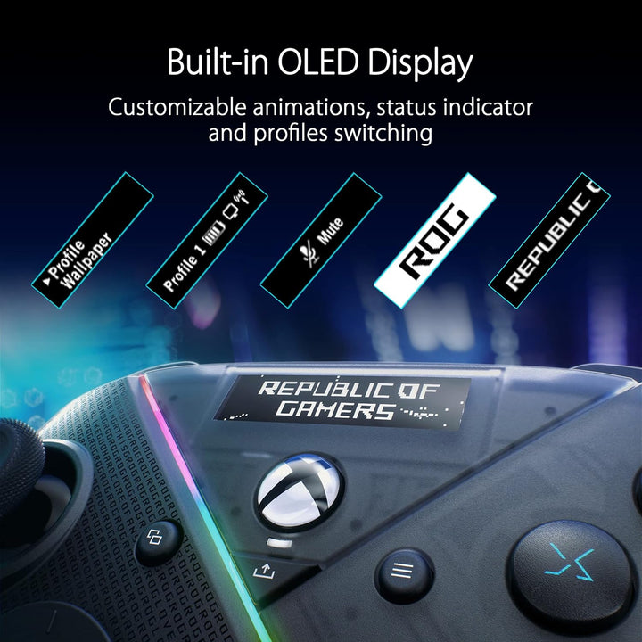 ASUS ROG Raikiri Pro PC Controller (OLED Display, einstellbare Trigger und Joystick, Aura RGB Beleuc