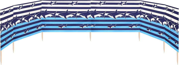 Ladeheid Windschutz Strand Sichtschutz mit Holzstab praktisches Strand Zubehör LAEX001 6 m Streifen/